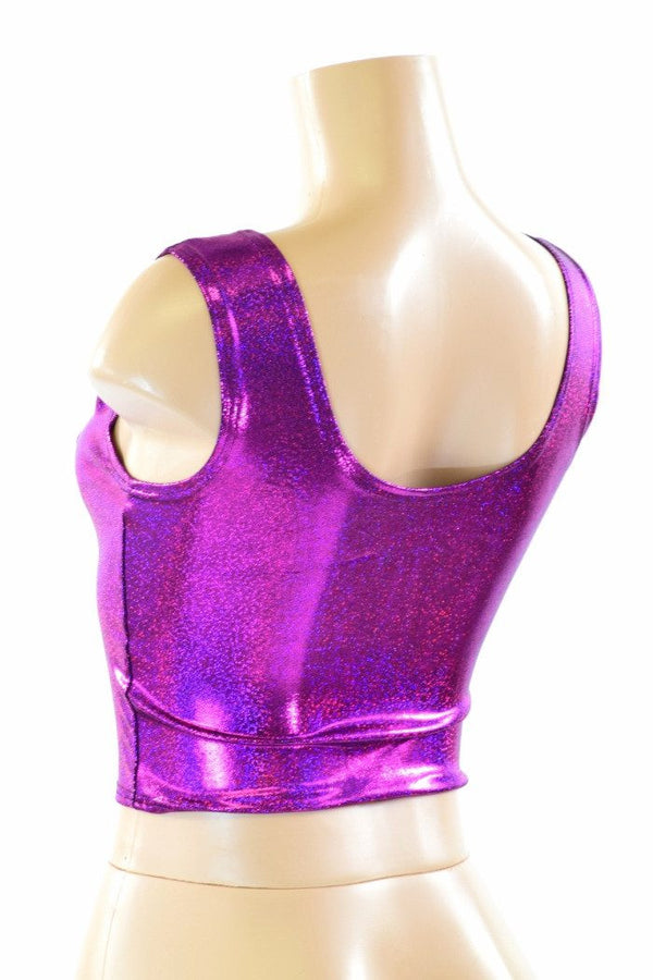 Fuchsia Holographic Crop Tank - 4