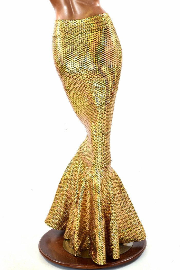 Gold Scale High Waist Mermaid Skirt | Coquetry Clothing