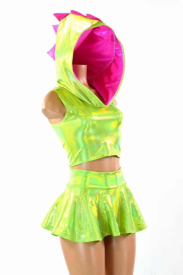 Lime Green Dragon Hoodie & Skirt - 2