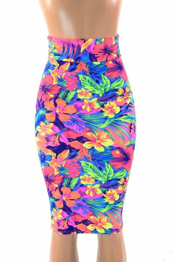 Tahitian Floral Pencil Skirt - Coquetry Clothing