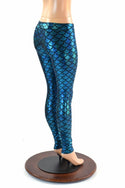 Turquoise Mid Rise Mermaid Leggings - 4