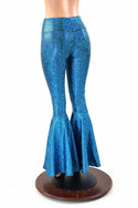 Aquamarine Fish Scale High Waist Mermaid Bell Bottom Flares - 4