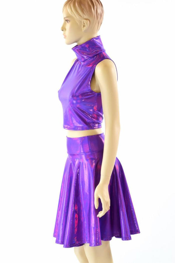 Purple Turtleneck Crop & Skirt - 7