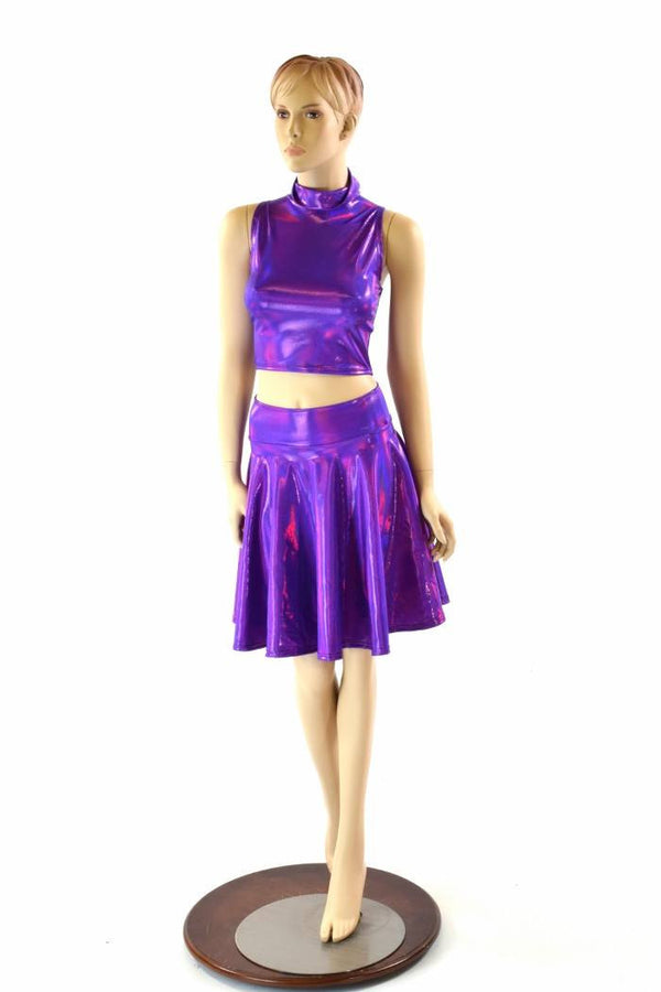 Purple Turtleneck Crop & Skirt - 6