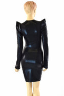 Black Metallic Sharp Shoulder Dress - 4