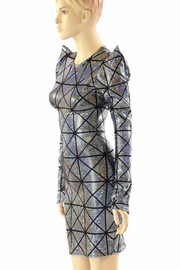 Cracked Tiles Sharp Shoulder Dress - 7