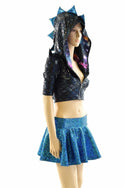 Black & Aquamarine Dragon Hoodie Skirt Set - 2