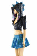 Black & Aquamarine Dragon Hoodie Skirt Set - 4