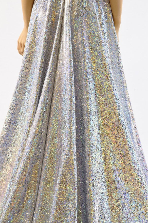 Full Length Holographic Circle Cut Gown with Train - 7