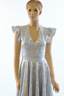 Full Length Holographic Circle Cut Gown with Train - 5