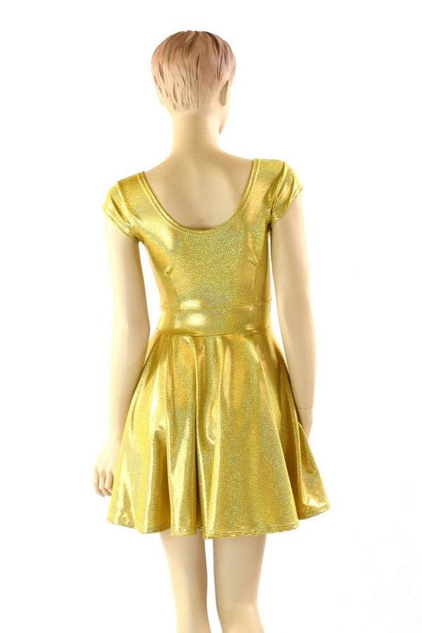 Gold Sparkly Jewel Skater Dress - 3