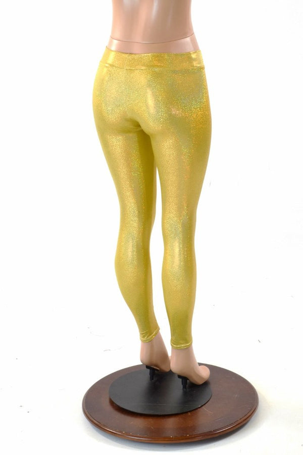 Gold Holographic Mid Rise Leggings - 4