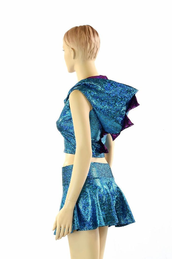 Turquoise Crop & Rave Skirt Set - 2