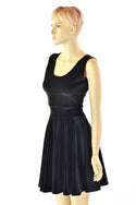 Black Velvet Pocket Skater Dress - 2
