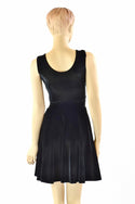 Black Velvet Pocket Skater Dress - 3