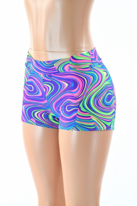 Midrise Neon Glow Worm Shorts - Coquetry Clothing