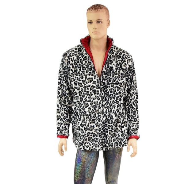 Mens Minky Faux Fur Reversible Collared Jacket - 2