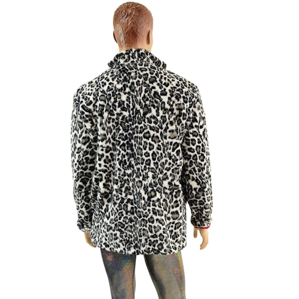 Mens Minky Faux Fur Reversible Collared Jacket - 4