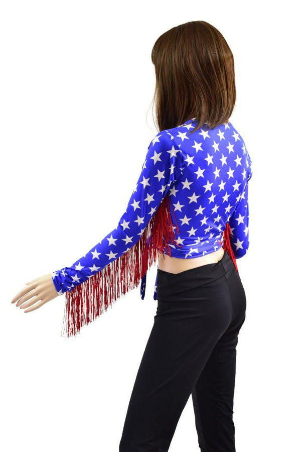 Wrap & Tie Fringed Crop Top - 4