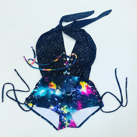 Josie Romper with Hip and Bodice Laceups - Coquetry Clothing