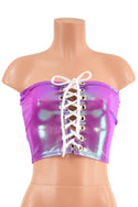Lace Up Strapless Top in Plumeria - 2