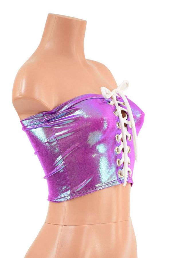 Lace Up Strapless Top in Plumeria - 5