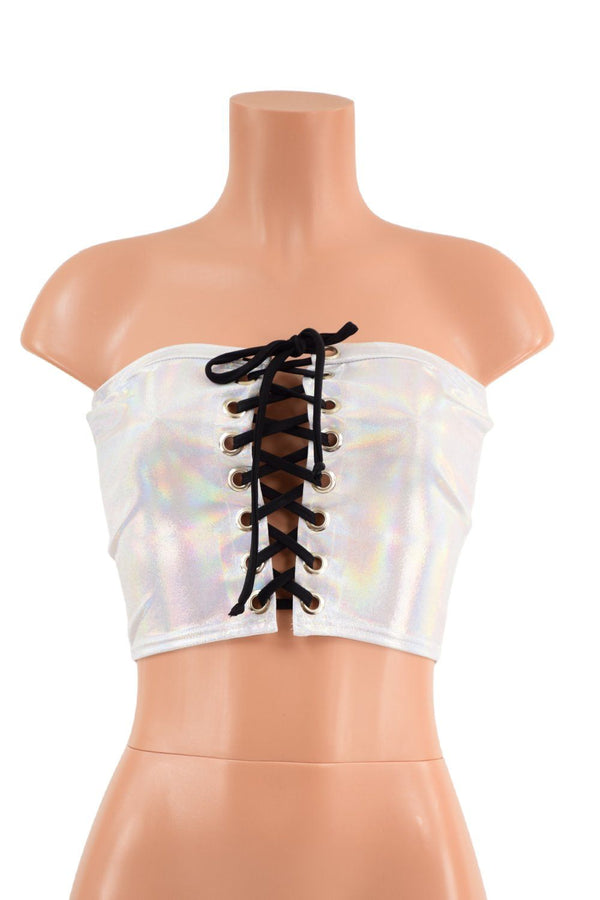 Lace Up Strapless Top in Flashbulb - 2