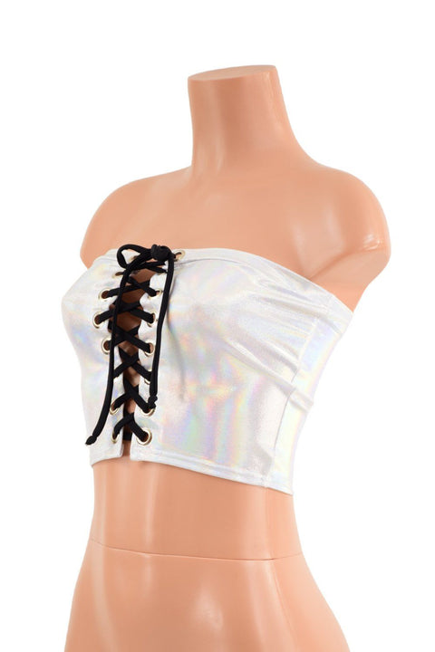 Lace Up Strapless Top in Flashbulb - Coquetry Clothing