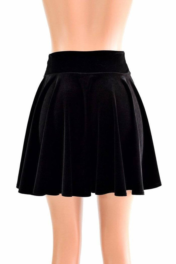 19" Black Velvet Skater Skirt - Coquetry Clothing