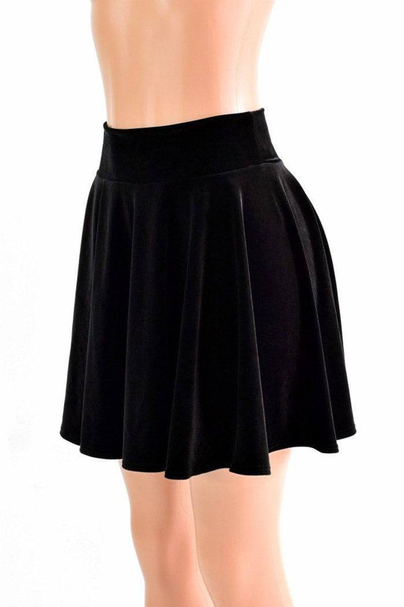 19" Black Velvet Skater Skirt - Coquetry Clothing