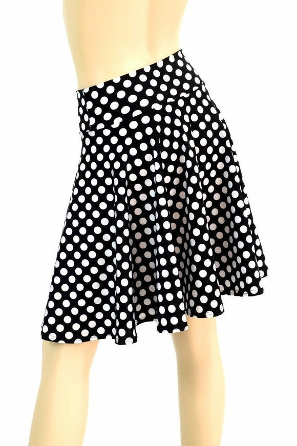 19" Black & White Polka Dot Skater Skirt - Coquetry Clothing