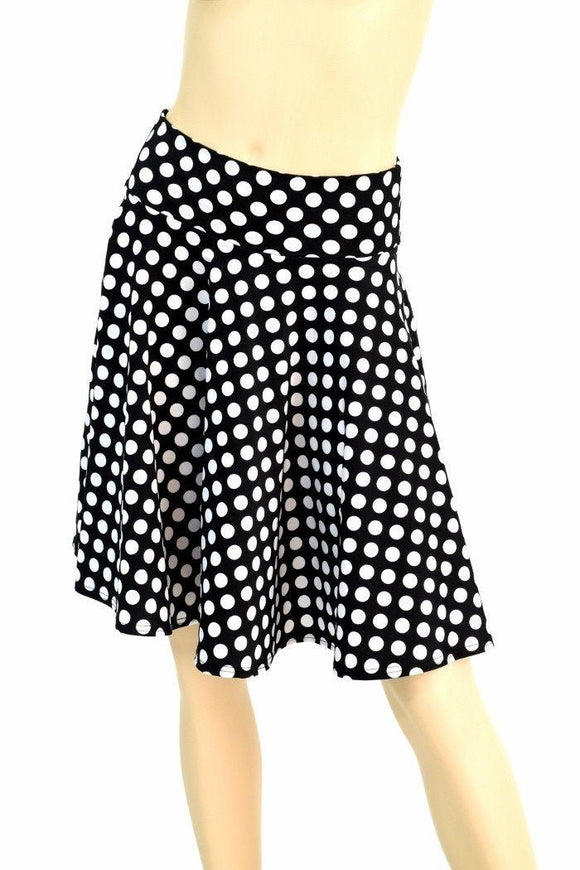 19" Black & White Polka Dot Skater Skirt - Coquetry Clothing