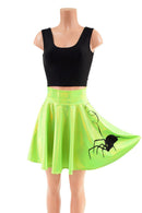 19" Lime Green Holographic Spider Skirt - Coquetry Clothing