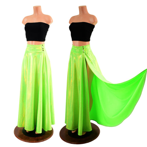 Lime Holographic Breakaway Maxi Skirt - Coquetry Clothing