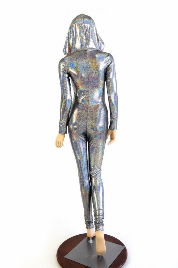 Silver Holographic Zipper Catsuit - 4