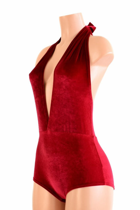 "Josie" Romper in Red Velvet - Coquetry Clothing