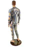 Mens Quad Cutout Catsuit in Silver Holographic - 4