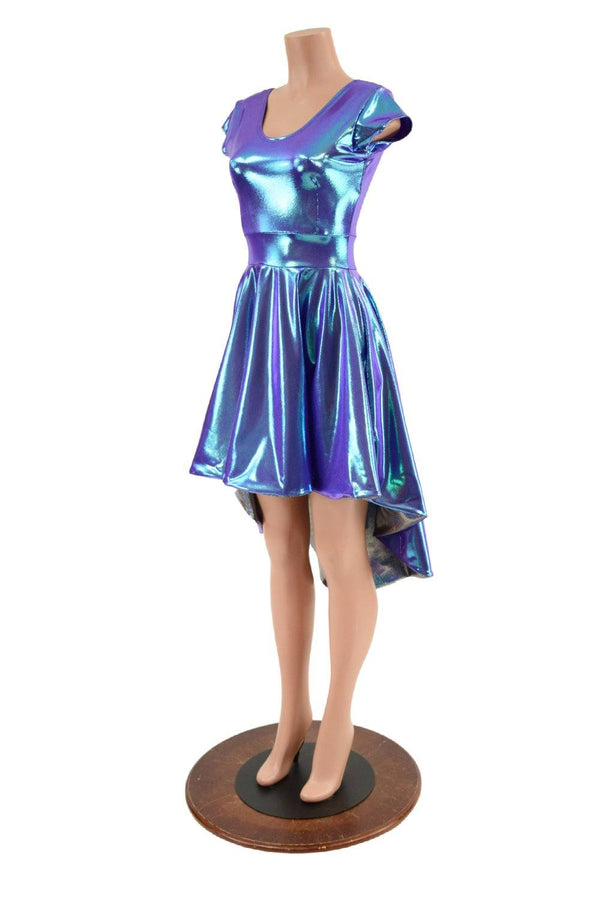 Moonstone Hi Lo Skater Dress with Silver Holo Skirt Lining - 3