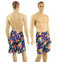 Mens Basketball Shorts with Pockets in Sonic Bloom - 5
