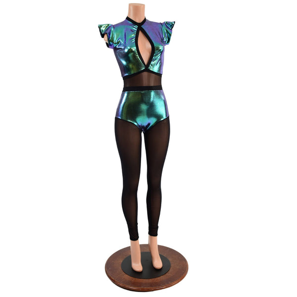 Scarab Keyhole & Mesh Catsuit with Mesh Legs - 5