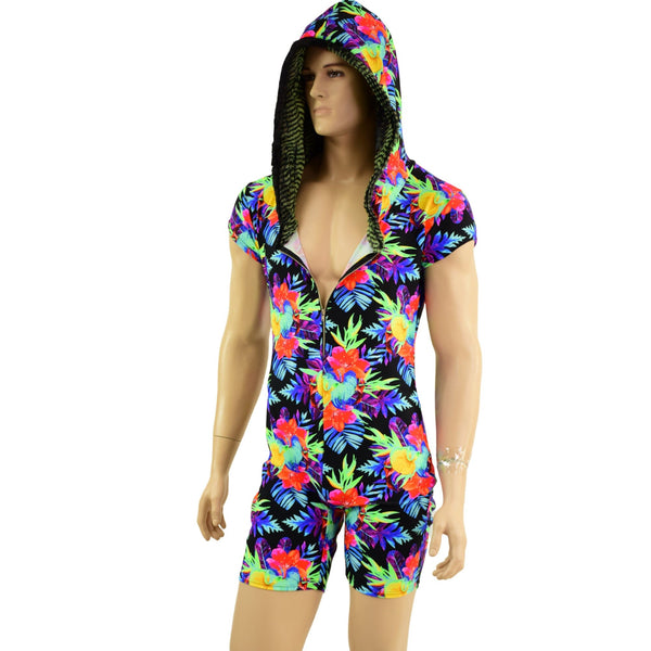 Mens Sonic Bloom Romper with Lime Mamba Minky Hood Liner - 2
