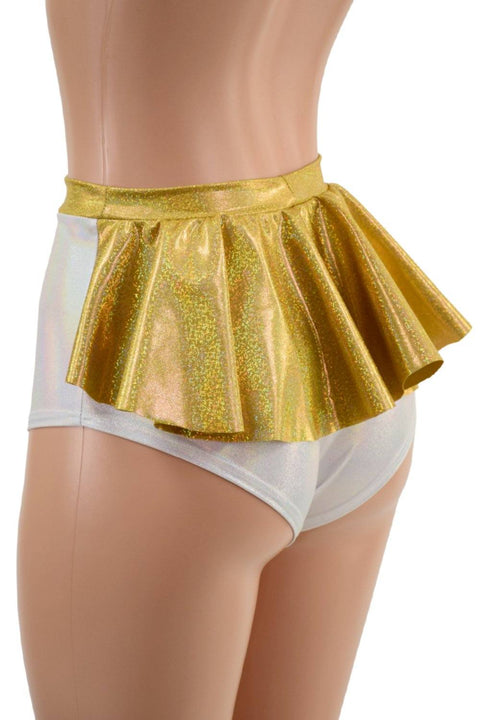 Flashbulb Siren Shorts with Gold Ruffle Rump & Waistband - Coquetry Clothing