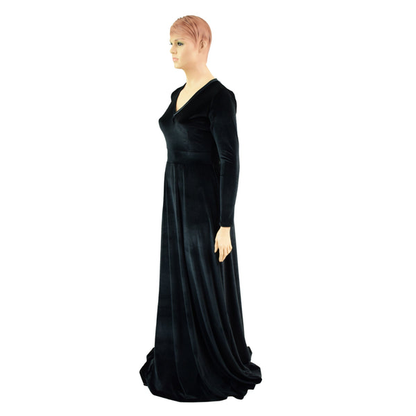 Black Velvet Fiona Gown with Side Slit - 3