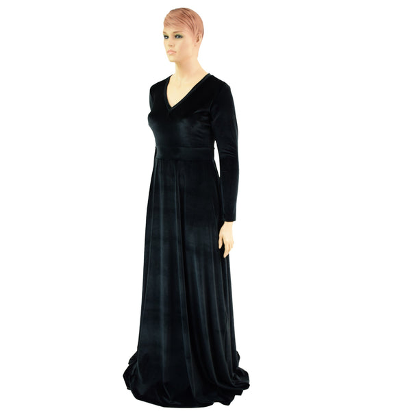 Black Velvet Fiona Gown with Side Slit - 4