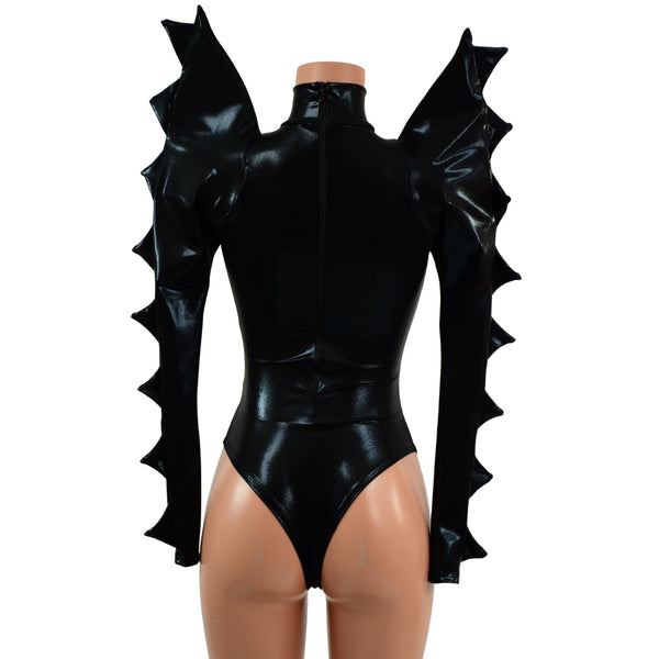Black Mystique Spiked Romper with Inverted Cross - 3
