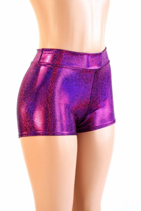 Fuchsia Sparkly Jewel Mid Rise Shorts - Coquetry Clothing