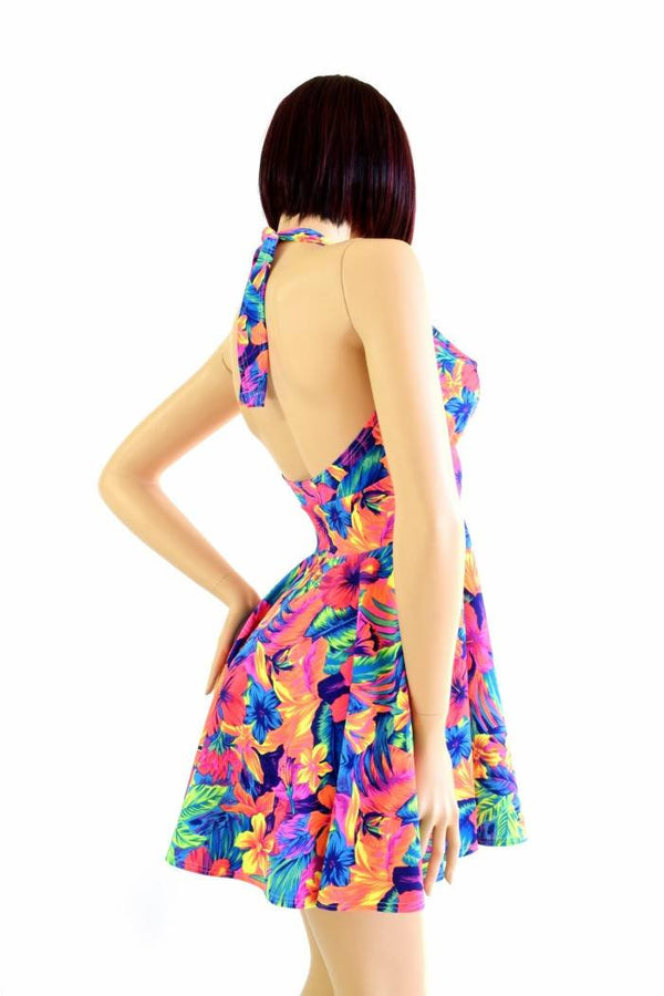 Tahitian Floral Halter Skater Dress | Coquetry Clothing