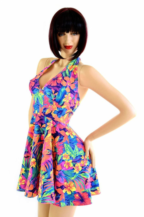 Tahitian Floral Halter Skater Dress | Coquetry Clothing