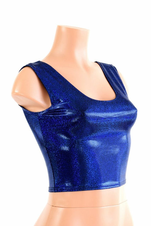 Blue Sparkly Tank Crop - Coquetry Clothing