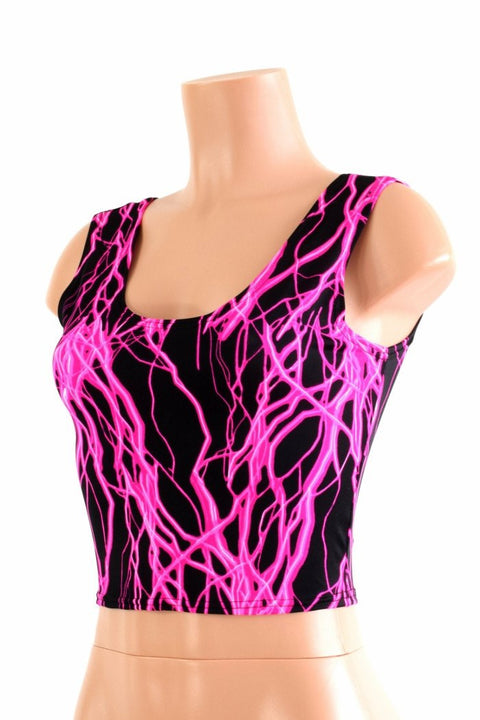 Neon Pink Lightning Crop Tank - Coquetry Clothing